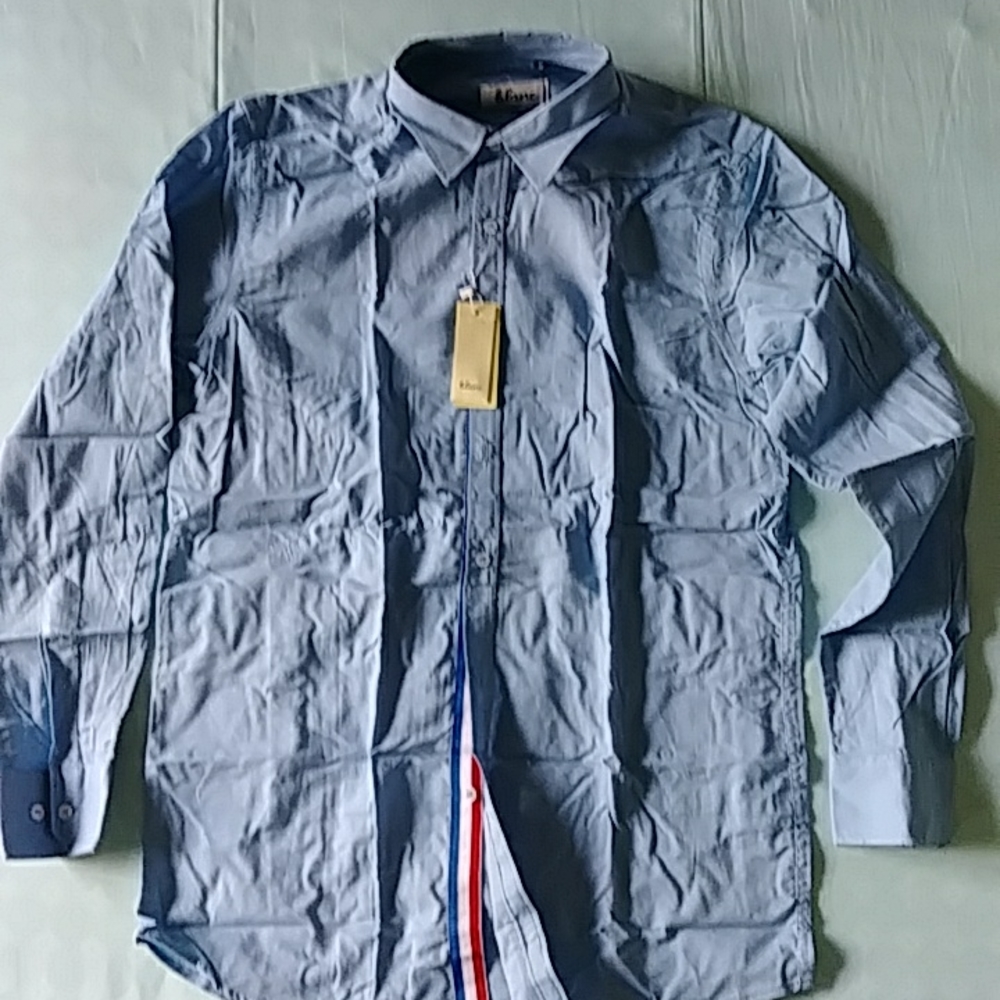 Blanc mens button down dress shirt size med light blue